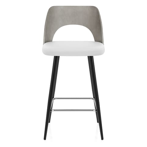 Leo Bar Stool Grey Wood & White