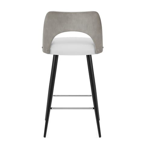 Leo Bar Stool Grey Wood & White