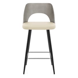 Leo Bar Stool Grey Wood & Cream