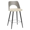 Leo Bar Stool Grey Wood & Cream