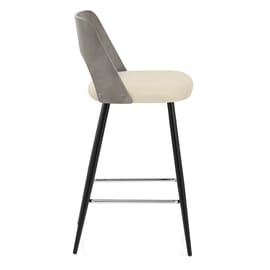 Leo Bar Stool Grey Wood & Cream