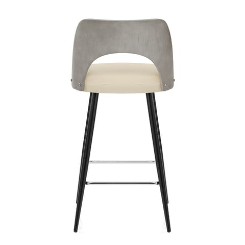 Leo Bar Stool Grey Wood & Cream