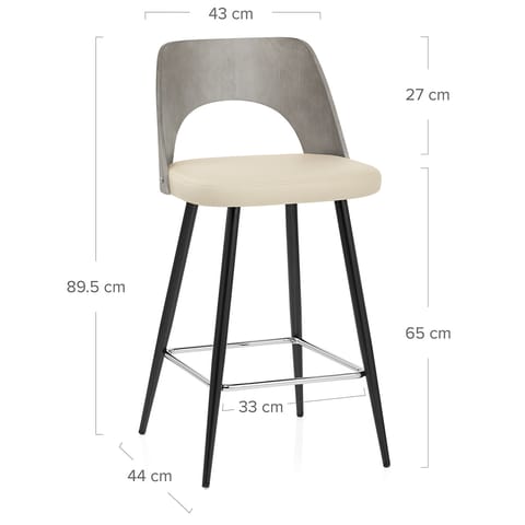 Leo Bar Stool Grey Wood & Cream