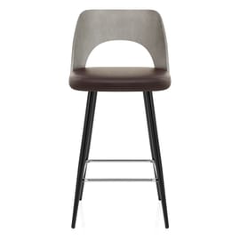 Leo Bar Stool Grey Wood & Brown