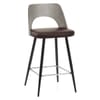 Leo Bar Stool Grey Wood & Brown