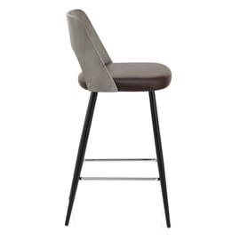 Leo Bar Stool Grey Wood & Brown
