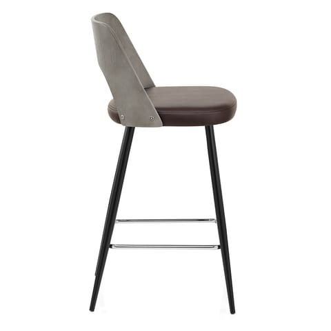 Leo Bar Stool Grey Wood & Brown