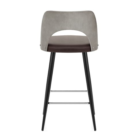 Leo Bar Stool Grey Wood & Brown