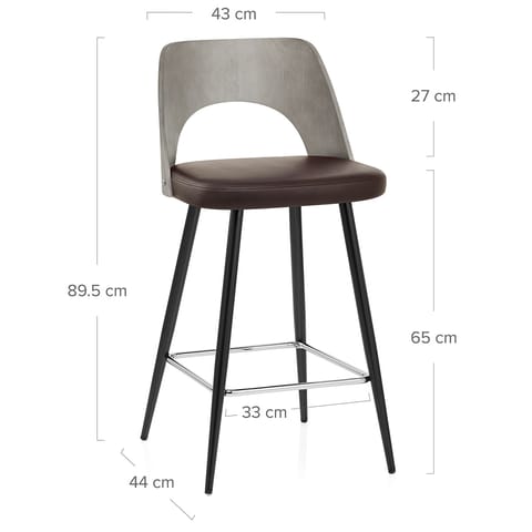 Leo Bar Stool Grey Wood & Brown