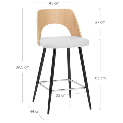 Leo Bar Stool Oak & White Dimensions