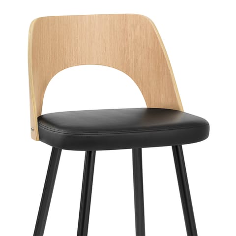 Leo Bar Stool Oak & Black