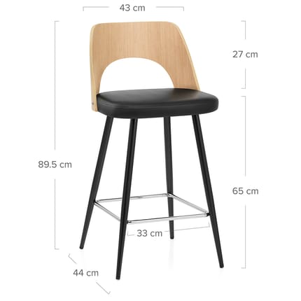 Leo Bar Stool Oak & Black Dimensions