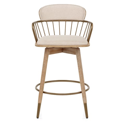 Opera Bar Stool Oak & Beige Fabric
