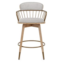 Opera Bar Stool Oak & Grey Fabric