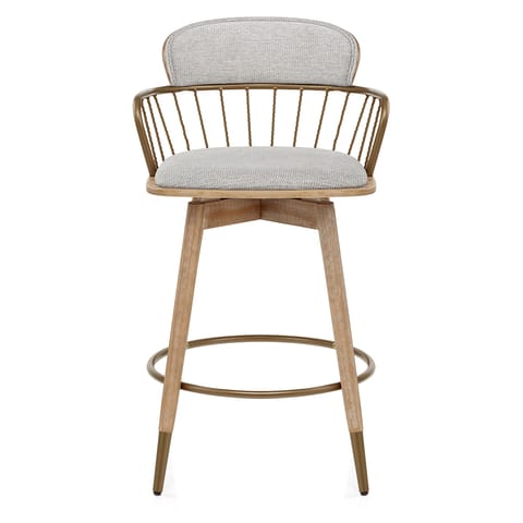 Opera Bar Stool Oak & Grey Fabric