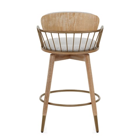Opera Bar Stool Oak & Grey Fabric