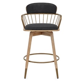 Opera Bar Stool Oak & Black Fabric