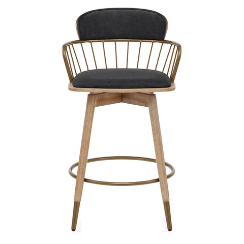 Opera Bar Stool Oak & Black Fabric