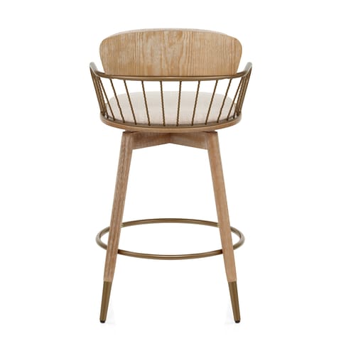 Opera Bar Stool Oak & Beige Fabric