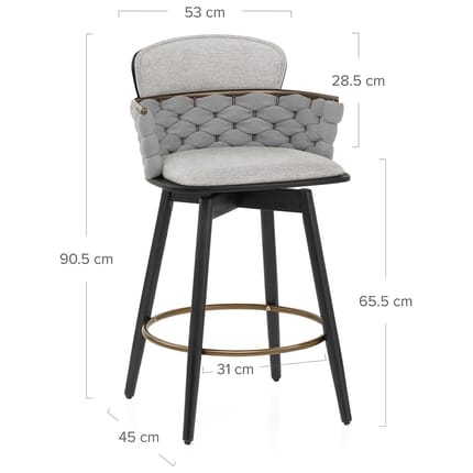 Harmony Bar Stool Grey Fabric Dimensions