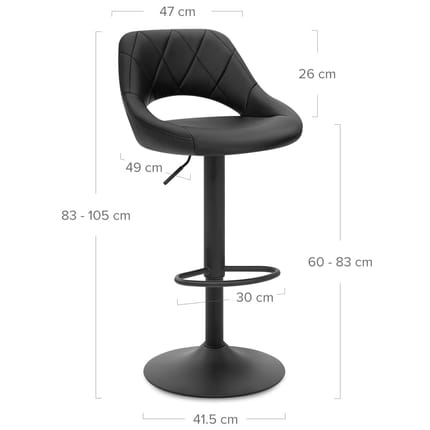 Nadia Bar Stool Black Dimensions