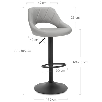 Nadia Bar Stool Grey Dimensions