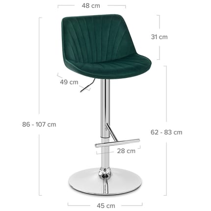 Summer Bar Stool Green Velvet Dimensions