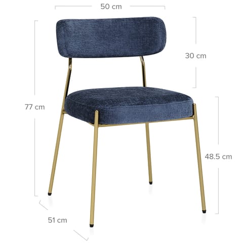 Diana Gold Chair Blue Fabric