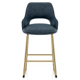 Louisa Gold Bar Stool Blue