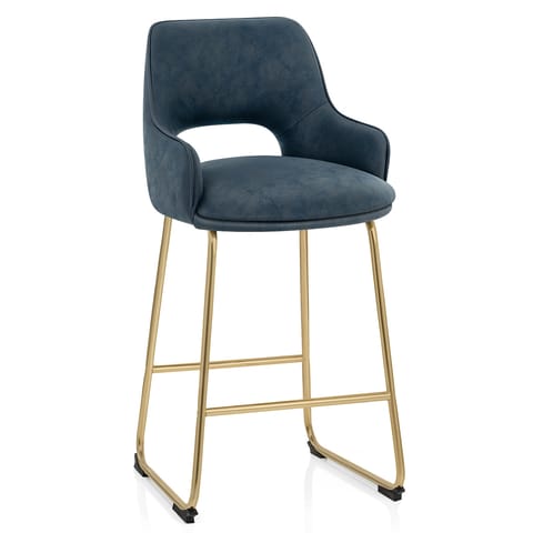 Louisa Gold Bar Stool Blue