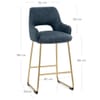 Louisa Gold Bar Stool Blue