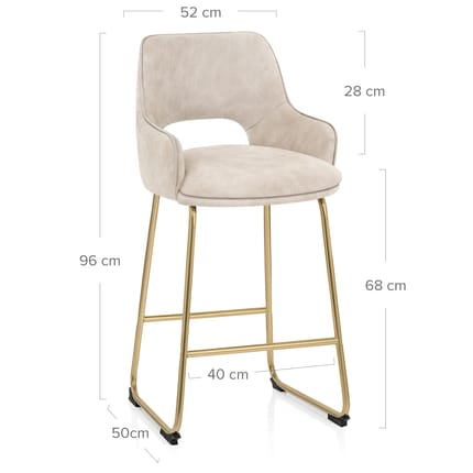 Louisa Gold Bar Stool Cream Dimensions