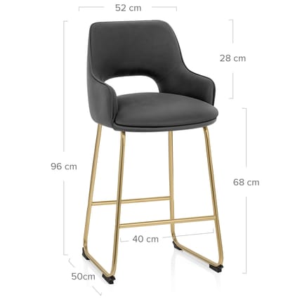 Louisa Gold Bar Stool Charcoal Dimensions