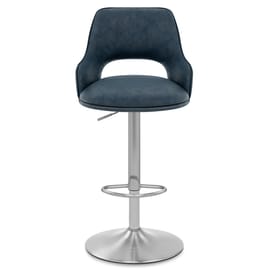 Fiji Brushed Steel Stool Blue