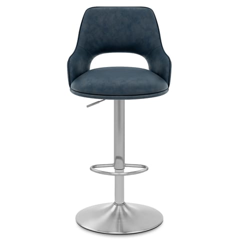 Fiji Brushed Steel Stool Blue