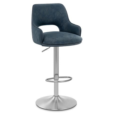 Fiji Brushed Steel Stool Blue