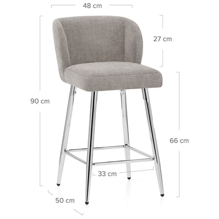 Coast Bar Stool Grey Fabric Dimensions