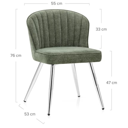 Chase Dining Chair Green Fabric Dimensions