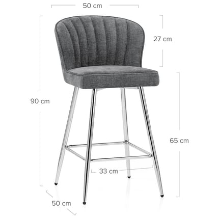 Chase Bar Stool Grey Fabric Dimensions