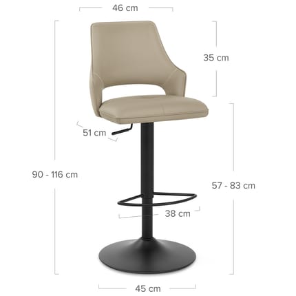 Iona Bar Stool Taupe Dimensions