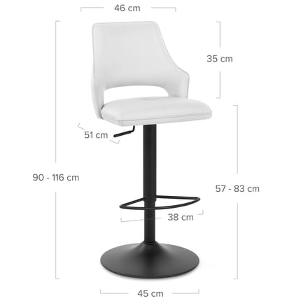 Iona Bar Stool White Dimensions