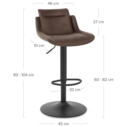 Pablo Bar Stool Brown Dimensions