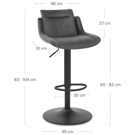 Pablo Bar Stool Dark Grey Dimensions