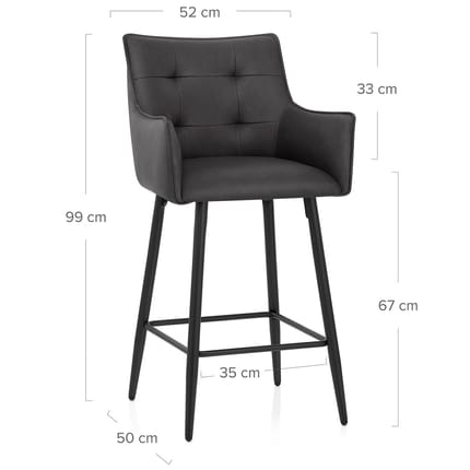 Montana Bar Stool Antique Dark Grey Dimensions