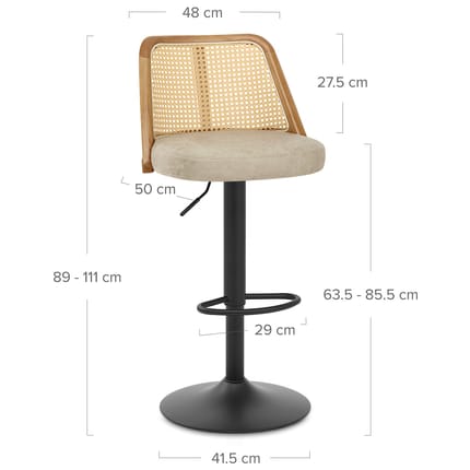 Drew Bar Stool Cream Dimensions