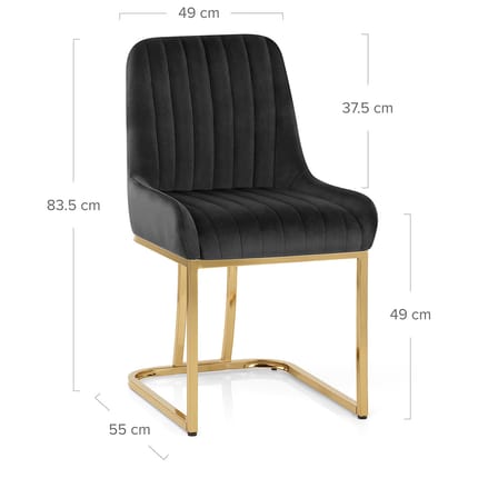 Paget Chair Black Velvet Dimensions