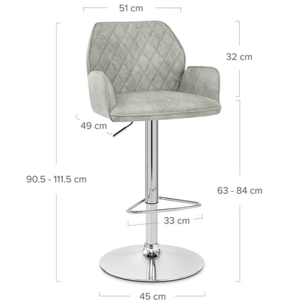 Harvard Bar Stool Light Grey Dimensions