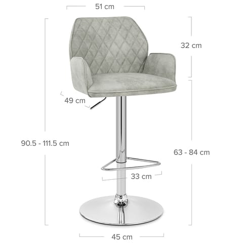 Harvard Bar Stool Light Grey