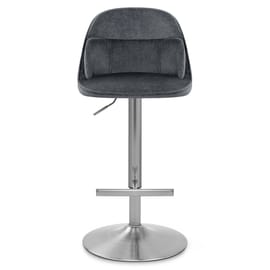 Freya Brushed Steel Stool Grey Fabric