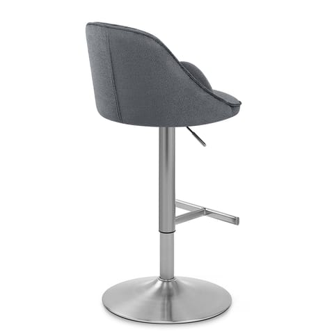 Freya Brushed Steel Stool Grey Fabric